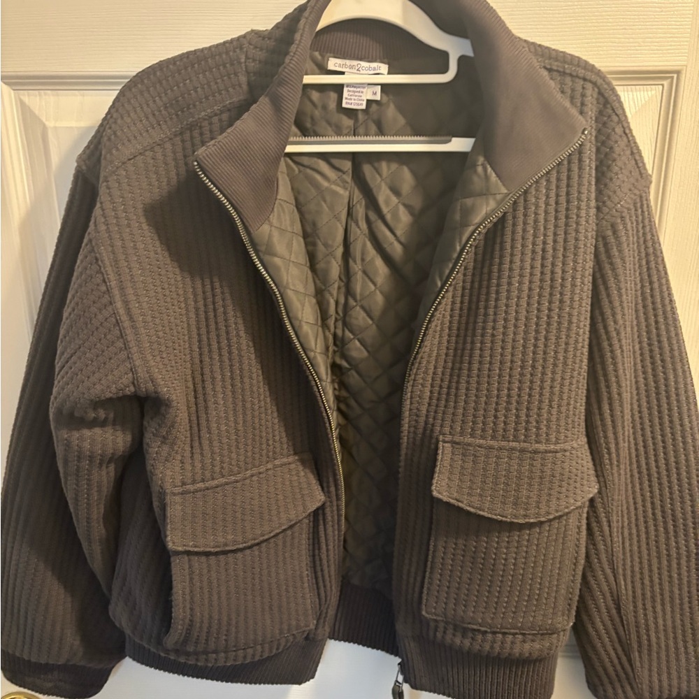 Carbon 2 Cobalt Quilted Men's Bomber Jacket - Medium | unisex | Dark Gray